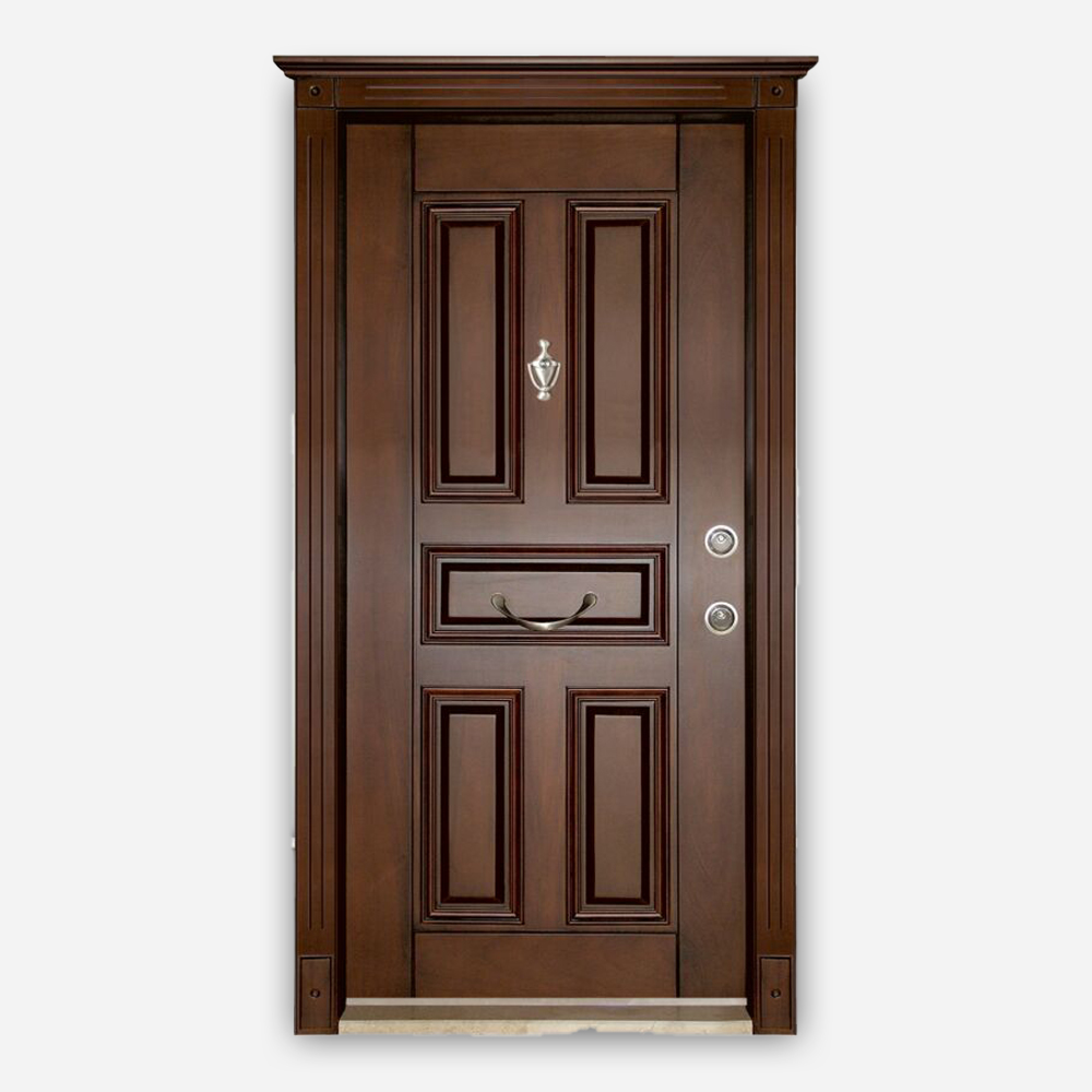 N-05 Model Koyu Kahve Klasik Çelik Kapı