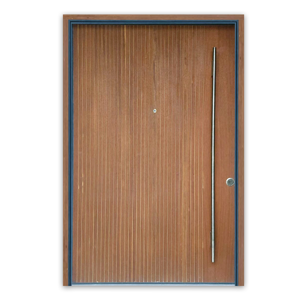 NPK-07 Modern Ahşap Giydirme Pivot Dış Çelik Kapı