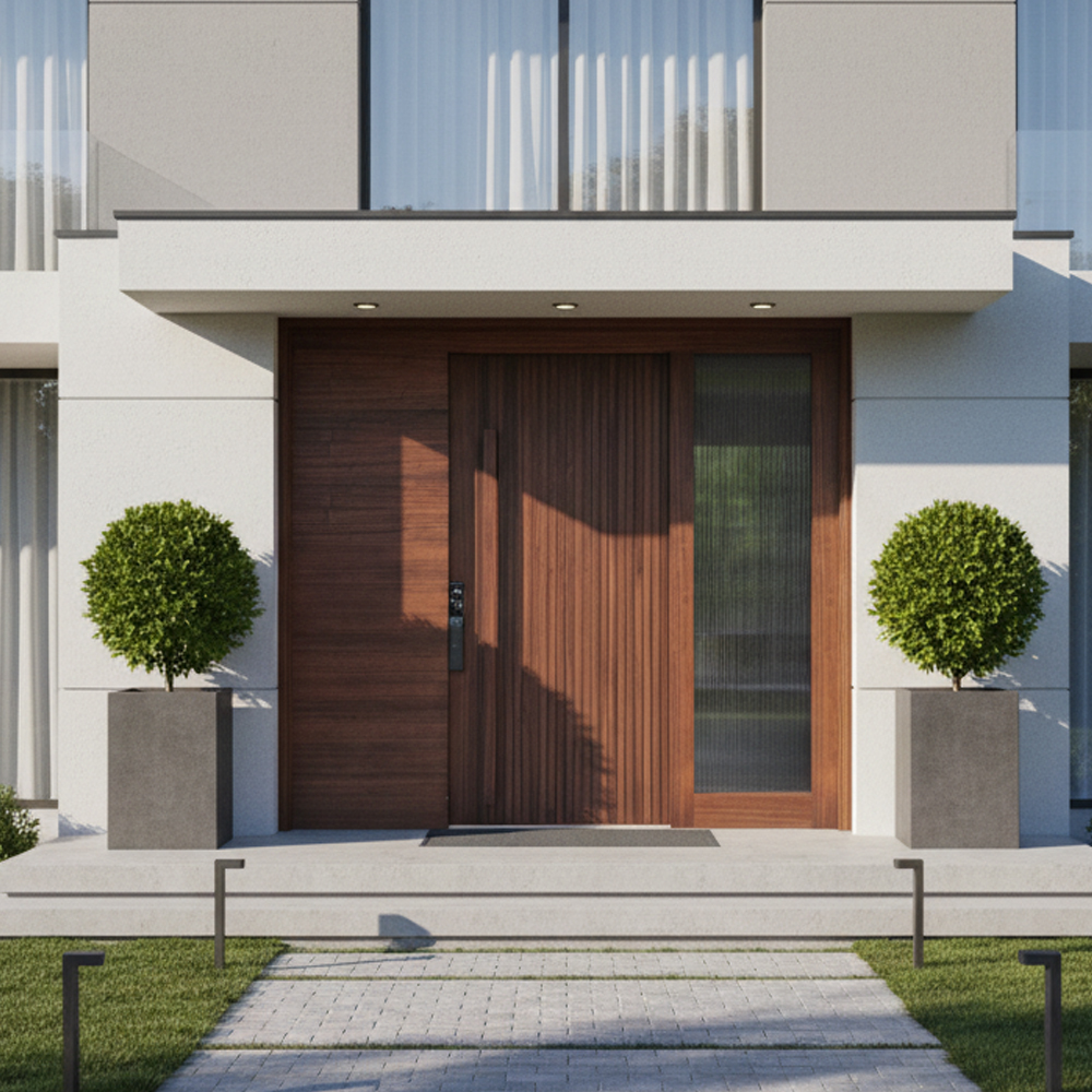 NVK-01 Model Dokulu Ahşap Görünümlü Çelik Villa Kapısı