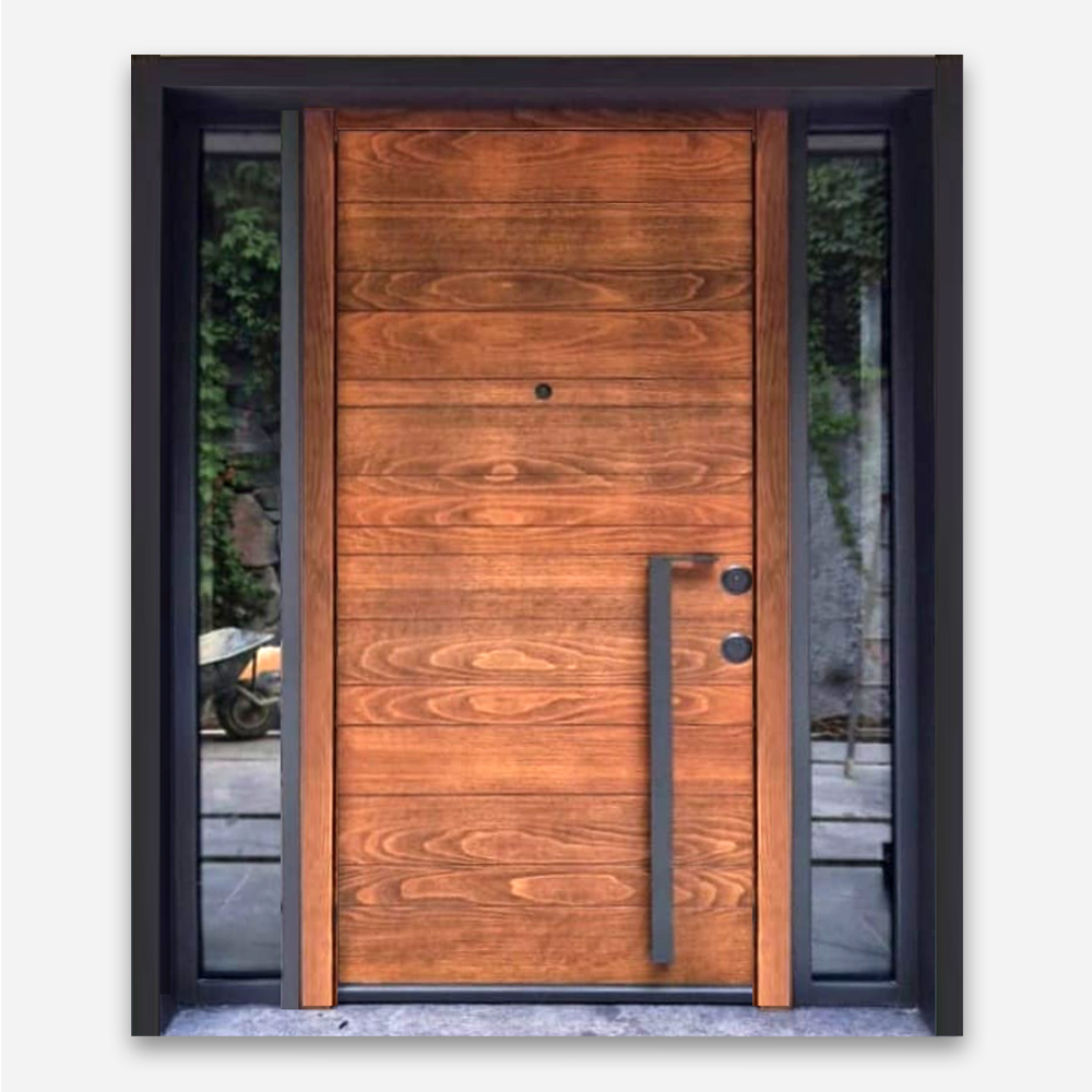 NVK-03 Model Modern Mimari Ahşap Yüzeyli Villa Kapısı